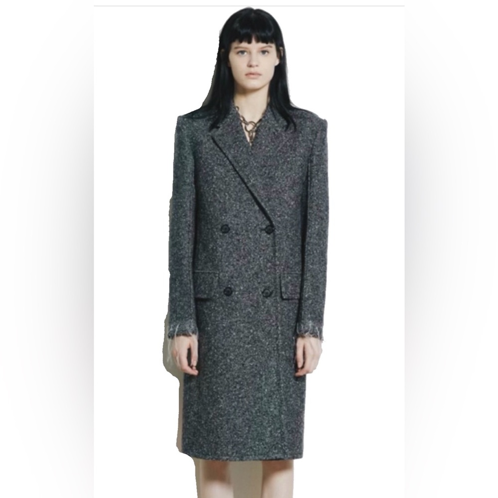 Helmut Lang Wool-Blend Double-Breasted Gray Coat